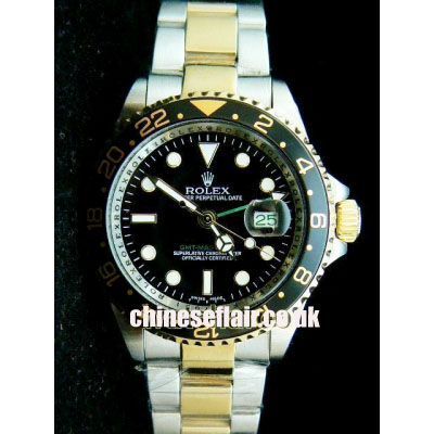 ROLEX GMT MASTER II 2-TONE GOLD/BLACK REPLICA WATCH